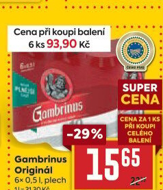 Pivo světlé výčepní Originál 10° Gambrinus