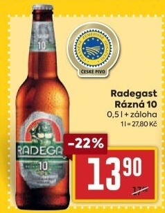 Pivo světlé výčepní Rázná 10° Radegast