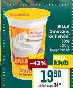 Smetana ke šlehání Billa 33%