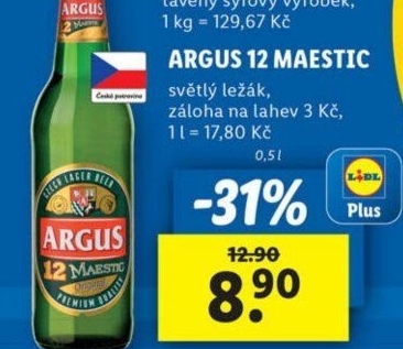 Pivo světlý ležák 12° Maestic Argus