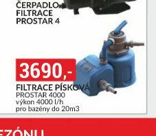 FILTRACE PÍSKOVÁ PROSTAR 4000 výkon 4000 l/h pro bazény do 20m3