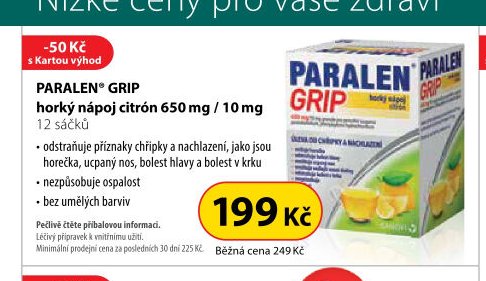 PARALEN GRIP Horký nápoj citrón 650 mg / 10 mg