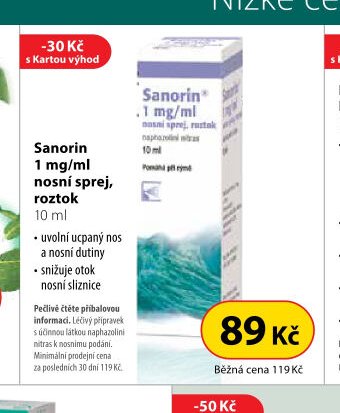 Sanorin 1 mg/ml nosní sprej, roztok 10 ml