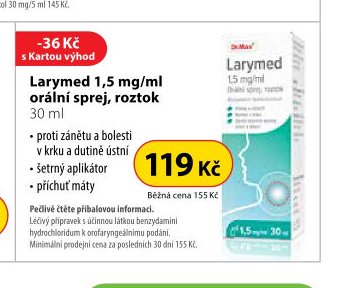 Larymed 1,5 mg/ml orální sprej, roztok 30 ml