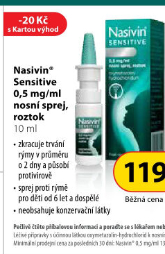 Kapky nosní Sensitive 0,05% Nasivin