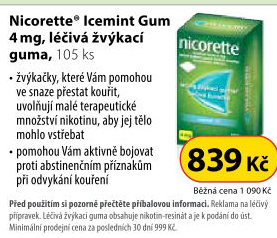 Nikotinové žvýkačky Gum 4 mg Nicorette
