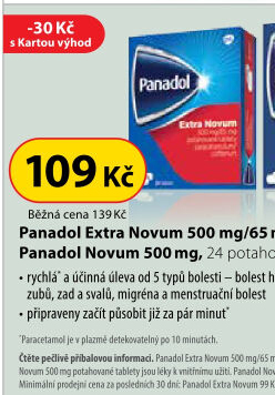 Tablety proti bolesti Extra Novum Panadol