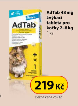 Žvýkací tablety pro kočky proti klíšťatům a blechám AdTab