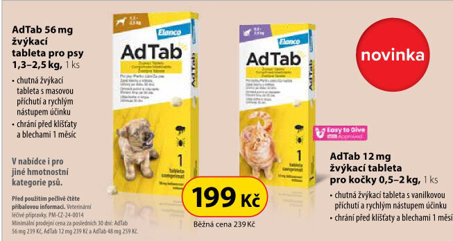 Žvýkací tablety pro psy proti klíšťatům a blechám AdTab