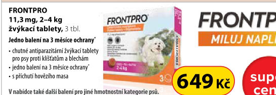 Žvýkací tablety pro psy proti klíšťatům a blechám Frontpro