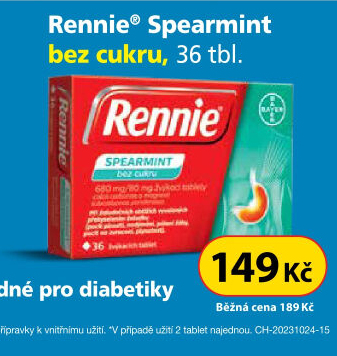 Žvýkací tablety proti pálení žáhy bez cukru Rennie