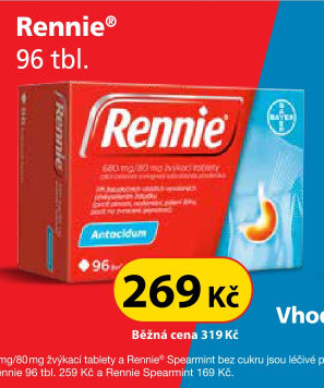 Žvýkací tablety proti pálení žáhy Rennie