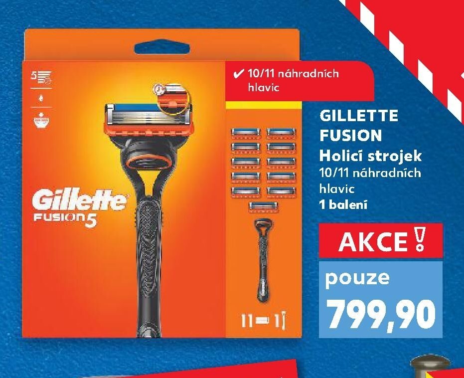 GILLETTE FUSION Holicí strojek 10/11 náhradních hlavic 1 balení