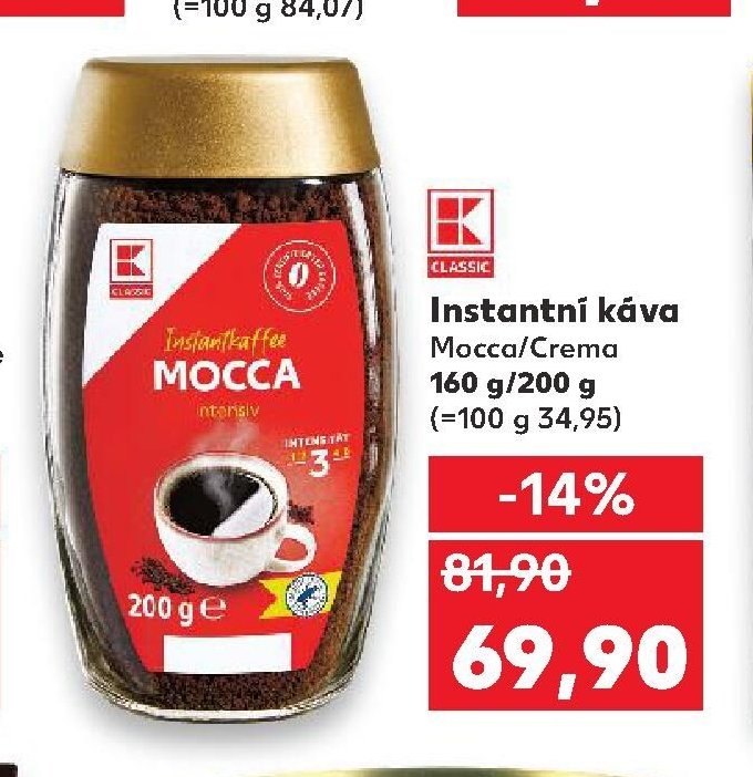 K CLASSIC Instantní káva Mocca/Crema