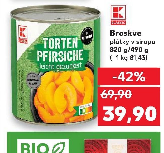 K CLASSIC Broskve plátky v sirupu