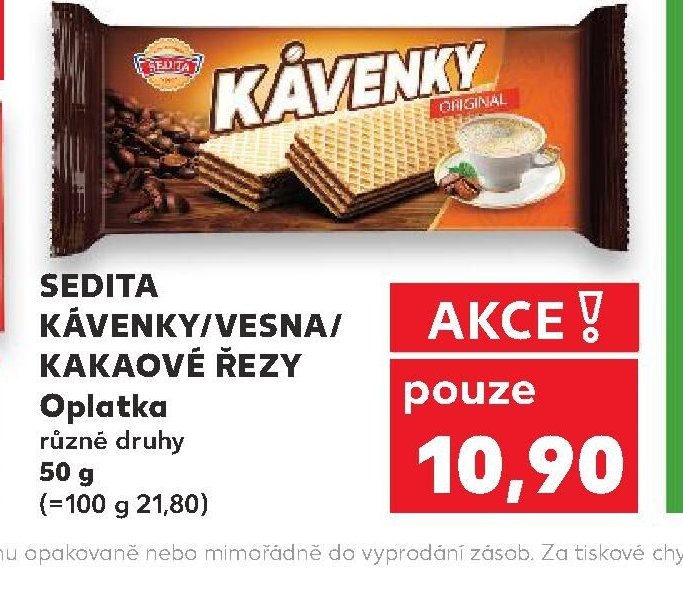 SEDITA KÁVENKY/VESNA/KAKAOVÉ ŘEZY Oplatka různé druhy