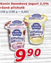 Ochucený jogurt sametový Mlékárna Kunín