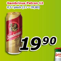 Pivo světlý ležák 12° Patron Gambrinus
