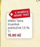 Mléko Tatra trvanlivé polotučné 1,5%