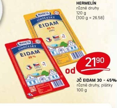 JČ EIDAM 30 - 45% různé druhy, plátky