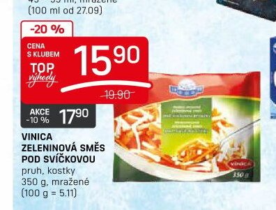 VINICA ZELENINOVÁ SMĚS POD SVÍČKOVOU 350 g, mražené