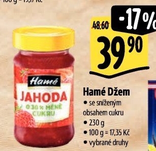 Džem se sníženým obsahem cukru Hamé