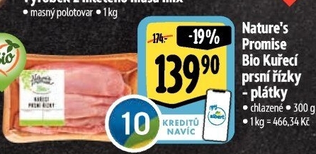 Kuřecí prsní řízky bio Nature'