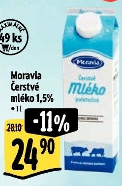 Mléko čerstvé Moravia - 1,5% polotučné