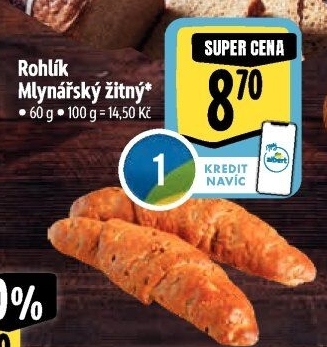 Rohlík Mlynářský žitný Albert