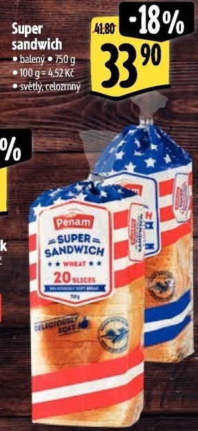 Toustový chléb supersendvič Penam
