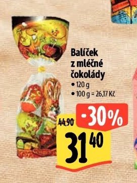Balíček z mléčné čokolády