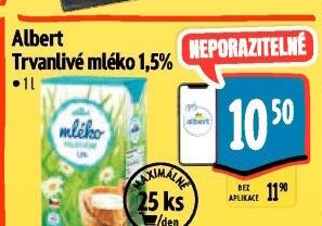 Mléko trvanlivé Albert - 1,5% polotučné