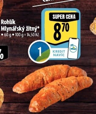 Rohlík Mlynářský žitný Albert