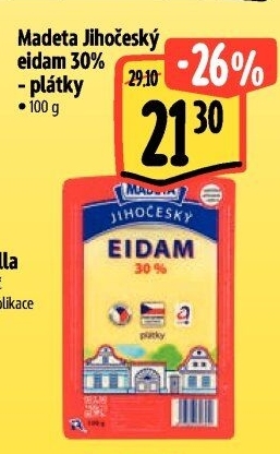 Sýr Eidam Jihočeský 30% Madeta