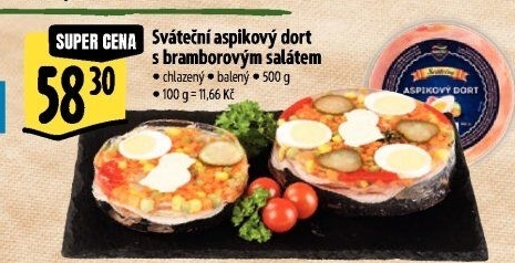 Aspikový dort sváteční s bramborovým salátem Gastro