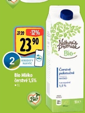 Mléko čerstvé bio Nature'
