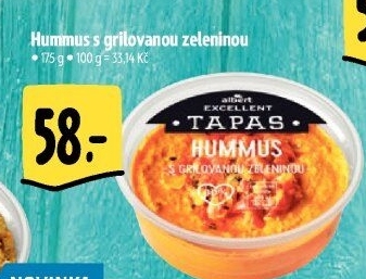 Tapas Hummus s grilovanou zeleninou Albert Excellent