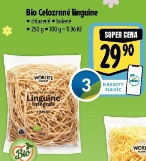 Těstoviny celozrnné chlazené Bio World'