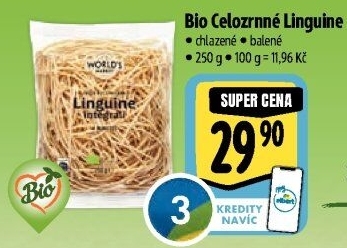 Těstoviny celozrnné chlazené Bio World'
