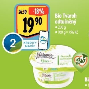 Tvaroh odtučněný bio Nature'