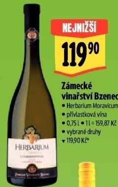 Vína Herbarium Moravicum Zámecké vinařství Bzenec - pozdní sběr
