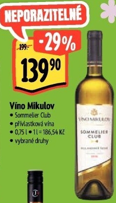Vína Sommelier Club Víno Mikulov - přívlastková