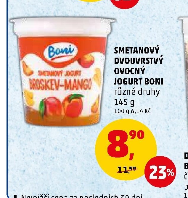 Smetanový dvouvrstvý ovocný jogurt Boni