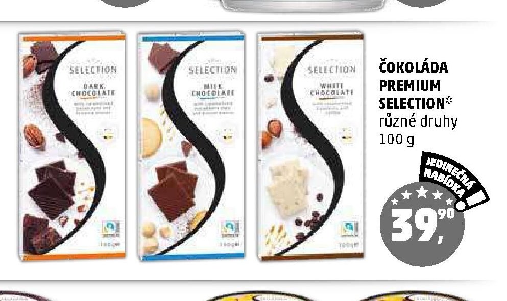 ČOKOLÁDA PREMIUM SELECTION různé druhy