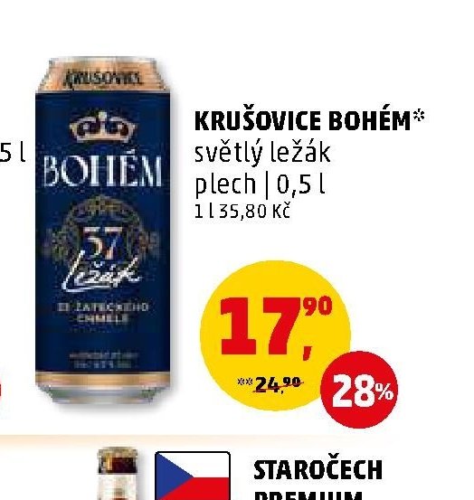 Krušovice Bohém světlý ležák 0,5 l