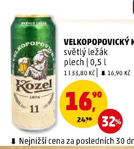Velkopopovický Kozel 11 světlý ležák 0,5 l
