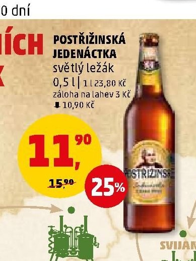 Postřižinská Jedenáctka světlý ležák 0,5 l