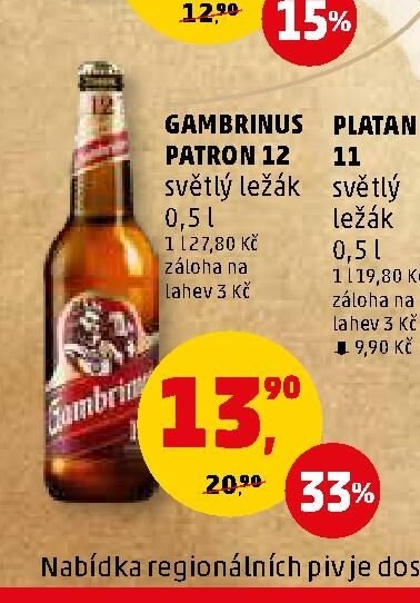 Gambrinus Patron 12 světlý ležák 0,5 l