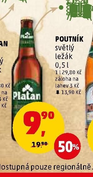 Platan 11 světlý ležák 0,5 l