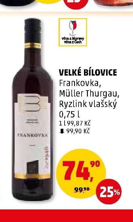 VELKÉ BÍLOVICE Frankovka, Müller Thurgau, Ryzlink vlašský